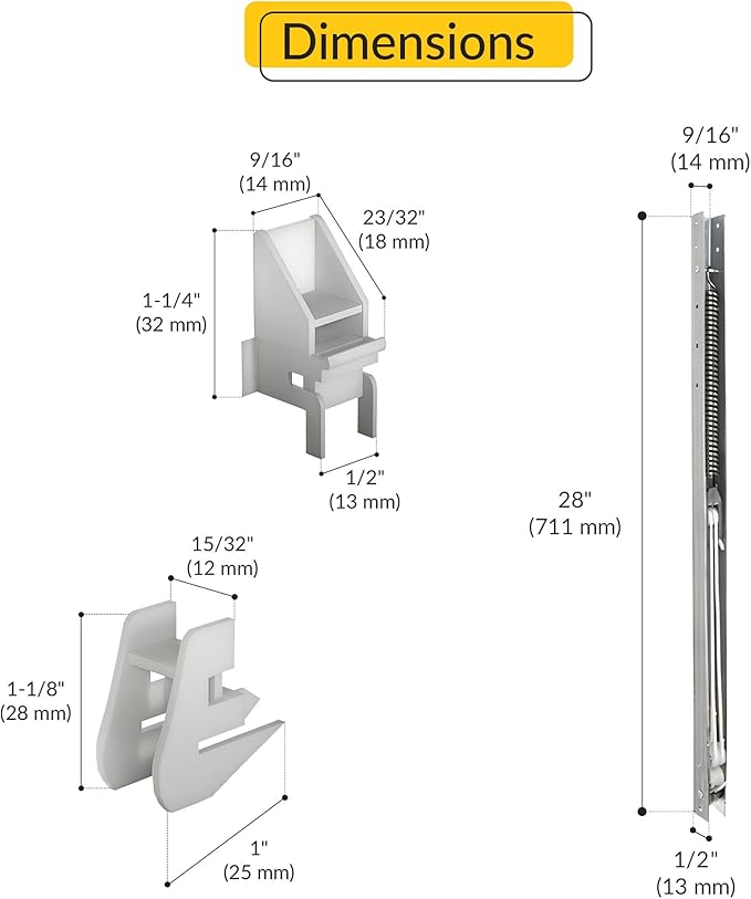 Brixwell Window Channel Balance, Aluminum Channel and White Nylon Sash, 28" Length, 9/16" Width, 1/2" Depth, Sash Bracket Included, 13 to 19 lbs Sash Weight, Window Hardware