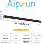 Aipsun 2 Packs Porch Wall Lights 56.3inch Long Strip Modern Outdoor Wall Light Fixture, Black Wall Mount Lighting Sconce Exterior Lights Wall Sconce 3000K for House Living Room Corridor