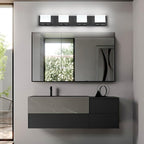 SineRise LED Modern Bathroom Vanity Light Fixtures (4-Light, 30-Inch,6000K), Matte Black Modern Acrylic Bathroom Wall Lighting Fixtures Over Mirror