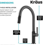 KRAUS Oletto High-Arc Single Handle Pull-Down Kitchen Sink Faucets in Spot Free Black Stainless Steel, Kitchen Faucets with Pull Down Sprayer, KPF-2820MBSFSB