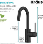 KRAUS Oletto Single Handle Kitchen Bar Faucet with QuickDock Top Mount Installation Assembly in Matte Black, KPF-2600MB