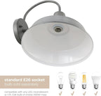 Builder Essentials Heritage Collection Gooseneck RLM Style Outdoor Farmhouse Barn Light with 12in Shade in Anti-Rust Brushed Nickel Finish, Overall Extension 14in E26 Base Lamp