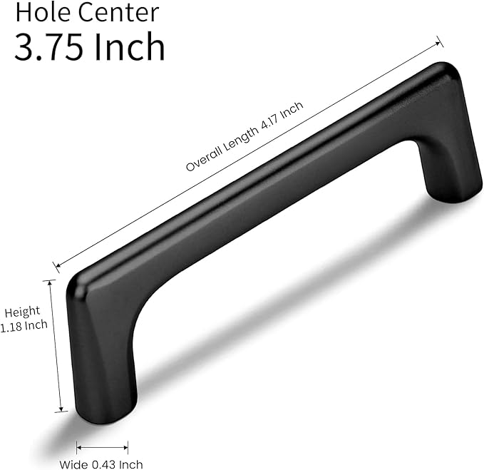 10 Pack 3.75 Inch(96mm) Hole Center Matte Black Modern Drawer Pulls Timeless Cabinet Pull Handle Vanity Pull Handle Classic Kitchen Cabinet Hardware, Screws Included, M-Black(3.75x10)
