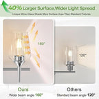 3-Light Bathroom Light Fixtures, 19.5 in Brushed Nickle Vanity Lights for Bathroom with Clear Glass, Bathroom Lighting Fixtures Over Mirror, Modern Wall lamp for Cabinet Hallway