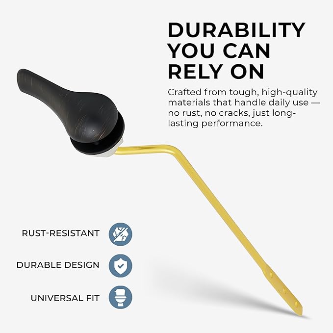 Qualihome Universal Side Mount Toilet Handle Tank Flush Lever Replacement Handle, Bronze Finish Toilet Handle