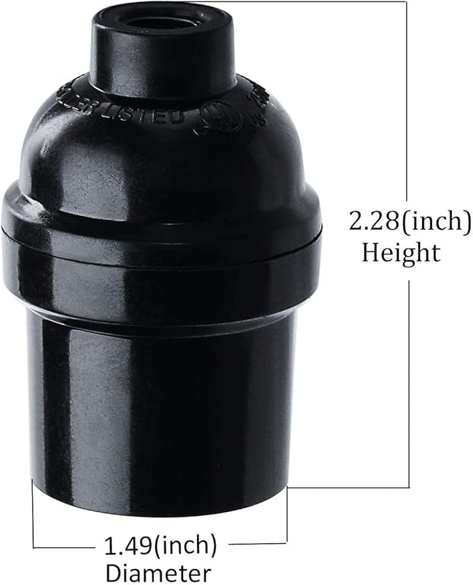 E26 E27 Light Socket,16-Pack Black Edison Retro Pendant lamp Holder, E26 E27 Plastic Standard Screw-in Socket Maximum Wattage 250W Heat Resistant Up to 200℃ Fire Resistant