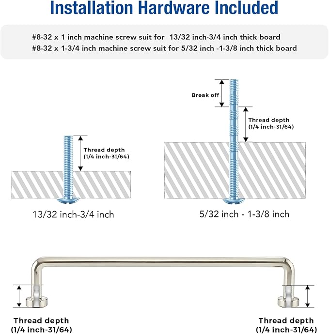 JOY DECOR Cabinet Pulls – 6-1/4 Inch Hole Center, Brushed Nickel, 20 Pack, Zinc Alloy Cabinet Handles for Drawers & Cupboard – Vintage Style Hardware for Kitchen, Bathroom, Dresser, Furniture Makeover