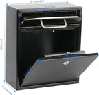 KYODOLED Steel Key Lock Mail Boxes for Outside, Locking Wall Mount Mailbox, Security Key Drop Box,12H x 10.51L x 4.68W Inches, Black Large