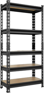BIG RED Storage Shelving Unit, 5-Tier Adjustable, Heavy Duty Metal Garage Shelves/Utility Rack for Kitchen, Pantry, Basement, Bathroom, Laundry - 2,000 lbs Capacity, Black, 59" H x 28" W x 12" D