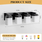 4-Light Black Bathroom Light Fixtures, Vanity Lights for Bathroom Mirror Lamp with Milky White Square Glass Shade, E26 Base Modern Wall Sconce Light Kitchen Light Fixtures Led Vanity