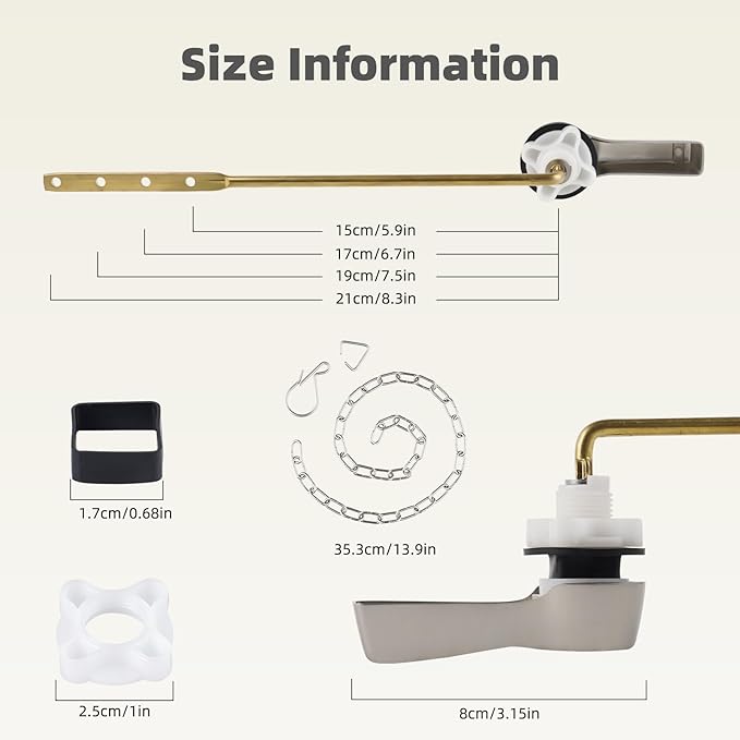 iFealClear Universal Metal Toilet Flush Handle Replacement, Front Mount Toilet Handle Replacement Compatible with Kohler, American Standard, TOTO, Mansfield, Solid Brass, Brushed Nickel