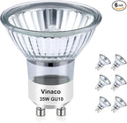 Vinaco GU10 Bulb, 6 Pack Halogen 120V 35W, Dimmable, MR16 GU10 Light Bulb with Long Lasting Lifespan, gu10+c for Track&Recessed Lighting, Gu10 Base Bulb, 35W MR16/FL/GU10, Warm White
