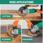 Hoteche 9-Inch Angle Grinder 4-HP Grinding and Cutting Tool Fits 7/8" Hole Size Wheels with Rotatable Handle and Lock-On Switch