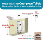 2-Inch Dual Flush Valve Replacement Kit for One-Piece Toilets - Includes 2.2" Threaded Button, 8.2" Flush Valve & Fill Valve - Fits 10-13.5" Tanks with 2.56-2.76" Drain Holes