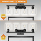 Modern 4 Light Bathroom Light Fixtures, 24 inch Bathroom Vanity Light with Clear Glass for Mirror Kitchen Living Room Hallway Cabinet Porch