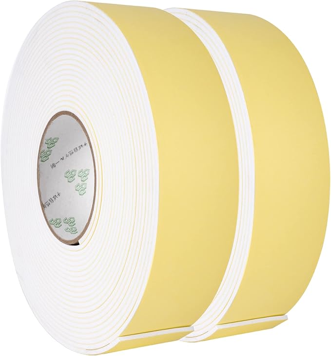 Foam Insulation Tape, Weather Seal Strip for Doors, Windows, Air Conditioning, Plumbing, Pipes, Weatherstrip, Waterproof, Seal, Foam Strips (White, 66Ft x 1/8” x 2”)