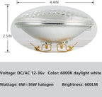 PAR36 LED Landscape Light Bulb, 6W 600 Lumen 36 Watt Halogen Equivalent, Daylight White 6000K, PAR36 LED 12V DC/AC for Trator Light,Off-Road Vehicles,Landscape Light, 4 Pack