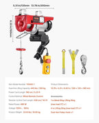 VEVOR Electric Hoist with Remote Control, 440 lbs Material Handling Tool, 110V Electric Hoist with 14ft Remote Control for Factories, Warehouses, Construction Site, Attic