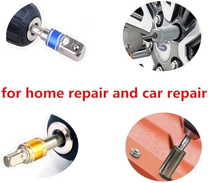 3-Piece Socket Adapter Extension Set, 1/4, 3/8, 1/2 Inch Hex Shank, Impact Grade, Power Drill to Socket Converter