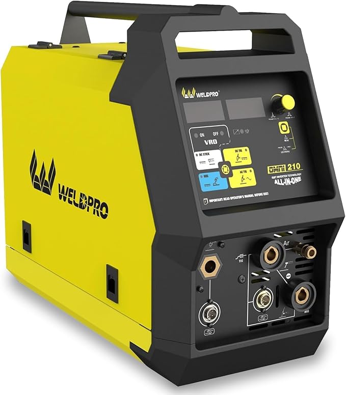 Weldpro MIG Welder 200A with Pulse, Aluminum MIG Welder 110V/220V with MIG/Flux Core/Stick/Spool Gun/AC/DC TIG 6 in 1 MultiProcess Welding Machine with Foot Pedal Omni 210
