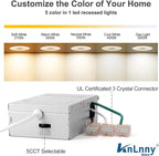 Square Bronze Recessed Lighting 4 Inch 6 Pack, Ajustable Eyeball recessed Light with Junction Box,5 Color Selectable,Airtight,9W 750LM,Dimmable,Bronze