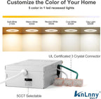 Square Brushed Nickel Recessed Lighting 3 Inch 6 Pack, Ajustable Eyeball recessed Light with Junction Box,5 Color Selectable,Airtight,9W 750LM,Dimmable,Brushed Nickel