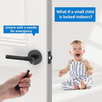 Amerdeco 4 Pack Matte Black Door Handles Interior,Knurled Privacy Door Handles with Lock,Heavy Duty Black Door Lever for Bedroom or Bathroom,Reversible Keyless for Left Right Handed Doors AM0027