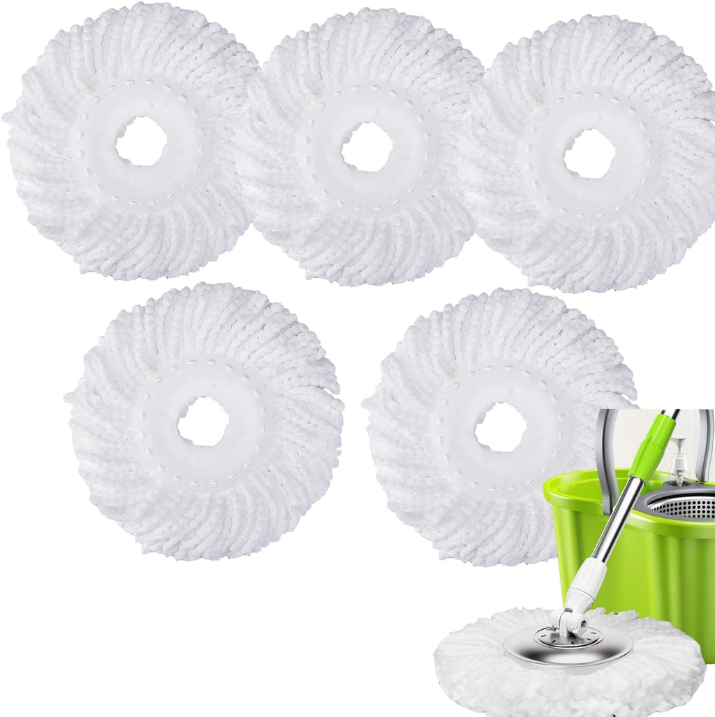 YWSHF Spin Mop Head Replacement Compatible with Hurrican, Mopnado, Cassabel 360 Spin Magic Mopping,Microfiber Spin Mop Refill Heads for Universal Round Shape Standard Size 5 Pack