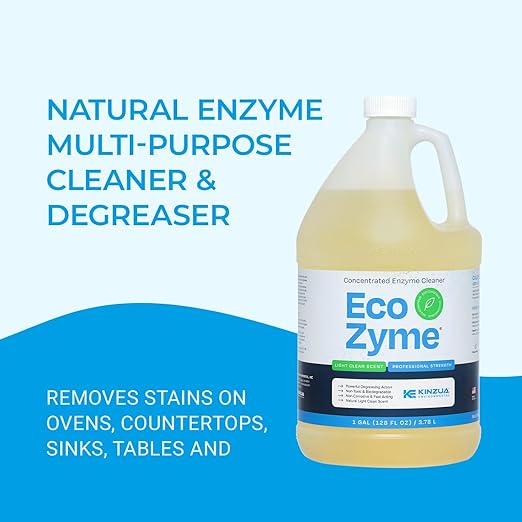 KINZUA ENVIRONMENTAL Eco-Zyme Multi-Purpose Enzyme Cleaner Concentrate, Professional Strength Concentrated All-Purpose Cleaner & Degreaser For Floor, Carpet, Kitchen, Concrete, Walls & More, 1 Gallon
