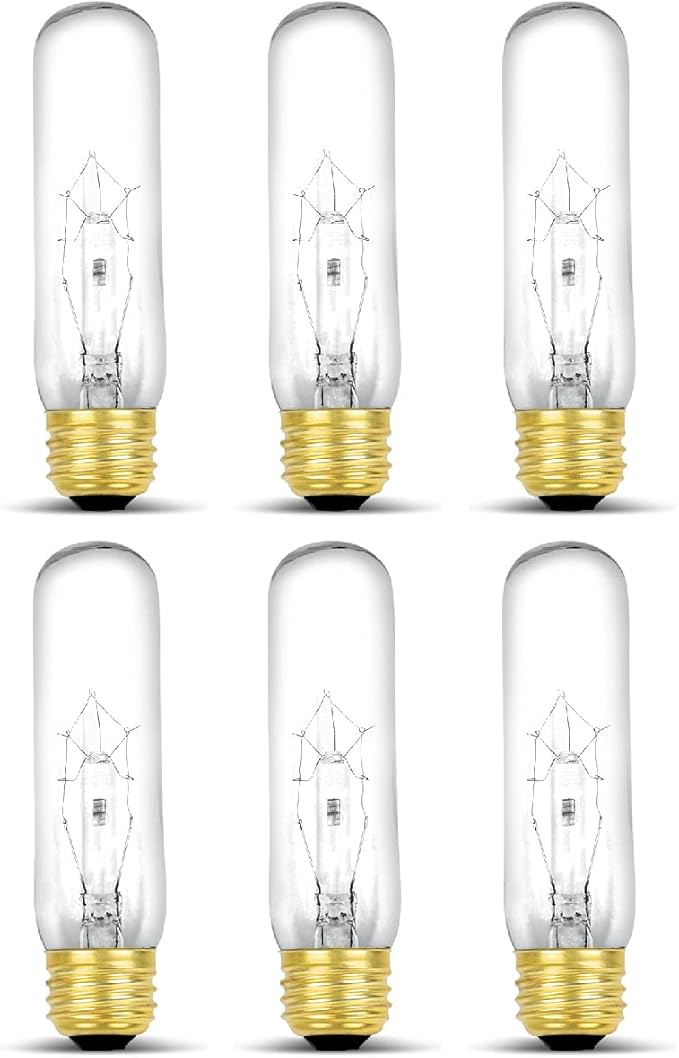 lumenivo Piano Light Bulb 40 watt 120 Volts 一 40T10/CL Light Bulb Display Replacement 一 T10 Bulb Medium Base (E26) 一 280 Lumen Clear Incandescent Bulb for Illuminated Display Units 一 6 Pack