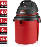 Shop-Vac 5890489 4 Gallon 4.0 Peak HP Wet/Dry Vacuum, 1.25 Inch Diameter x 4 Foot Hose, 6 Foot Cord, Ideal for Jobsite, Garage & Workshop