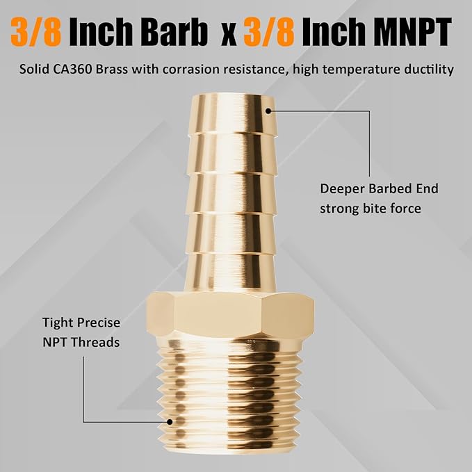 168Pcs Hose Barb Fuel Line Fittings Assortment Kit Barb Splice/Coupler/Female Adapter/Tee/90°Male Elbow Thread 1/8" 3/16" 1/4" 5/16" 3/8" 1/2" Air Hose Fitting with Pipe Clamps for Fuel