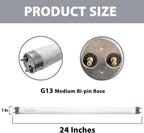 24 inch F17T8/830 17 Watts Light Bulb Warm White, 2 Foot Straight Fluorescent Tube T8 Tube Light F17T8/WW, 1500 Lumen G13 Medium Bi-Pin Cap 8 Pack