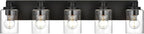 5 Light Bathroom Vanity Lights, Bathroom Lighting Fixtures over Mirror with Clear Glass Shades, Black Vanity Light For Bathoom, Modern Wall Sconces Vanity Lighting Fixture for Bathroom Hallway