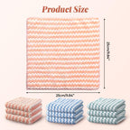 Coral Fleece Striped Rag Cleaning Dish Cloth, Reusable and Washable Microfiber Cleaning Rag, Absorbent Streak Free Lint Free Rags, Kitchen Clean Towels for Scrubs Dishes, Sinks Cleans (Blue, 10PCS)