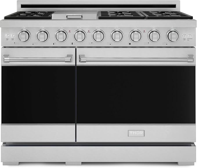 Gordon Ramsay by THOR Kitchen 48 Inch Professional Gas Range with Double Oven in Stainless Steel