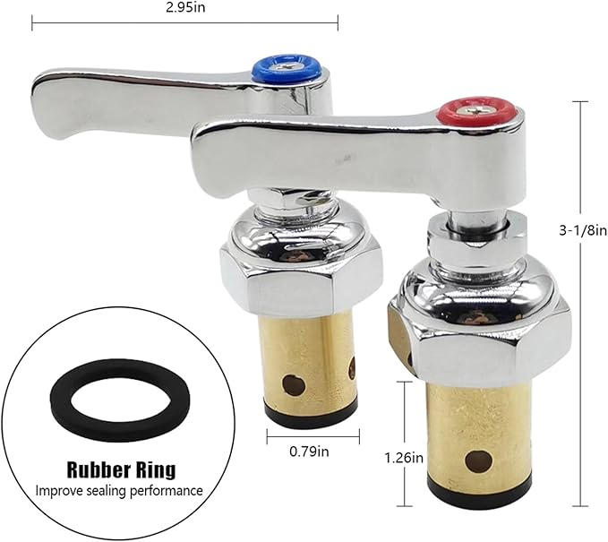 Handle Stem Assembly Hot & Cold Compatible with T&S Brass Faucets Replace 002714-40 002713-40 Spindle Assembly for Eterna Valve Replacement
