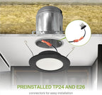 ASD Flat Trim Retrofit LED Recessed Lighting 6 Inch | Ultra Thin Black 12W 971LM Wet Rated Dimmable Downlights | 2700K-5000K Adjustable LED Recessed Light Fixtures | Disk Can Lights, ETL 24 Pack