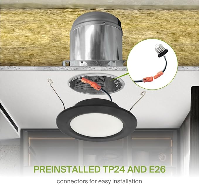 ASD Flat Trim Retrofit LED Recessed Lighting 6 Inch | Ultra Thin Black 12W 971LM Wet Rated Dimmable Downlights | 2700K-5000K Adjustable LED Recessed Light Fixtures | Disk Can Lights, ETL 12 Pack