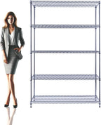 48"x24"x72" Chrome 5-Tier PREMIUM Wire Shelving NSF 4000 LBS MAX CAPACITY Heavy Duty Steel Storage Rack for Warehouses, Garages, Hospitals, Commercial Spaces, & Schools w/PREMIUM WHEELS