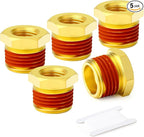 GASHER 5Pcs Brass Reducer Hex Bushing 3/4" NPT Male x 1/2" NPT Female, Brass Threaded Pipe Fitting With Sealant