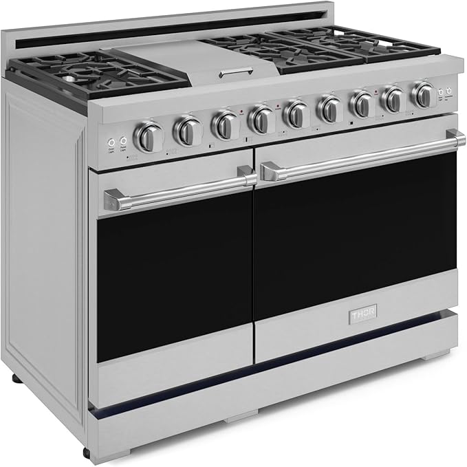 Gordon Ramsay by THOR Kitchen 48 Inch Professional Gas Range with Double Oven in Stainless Steel