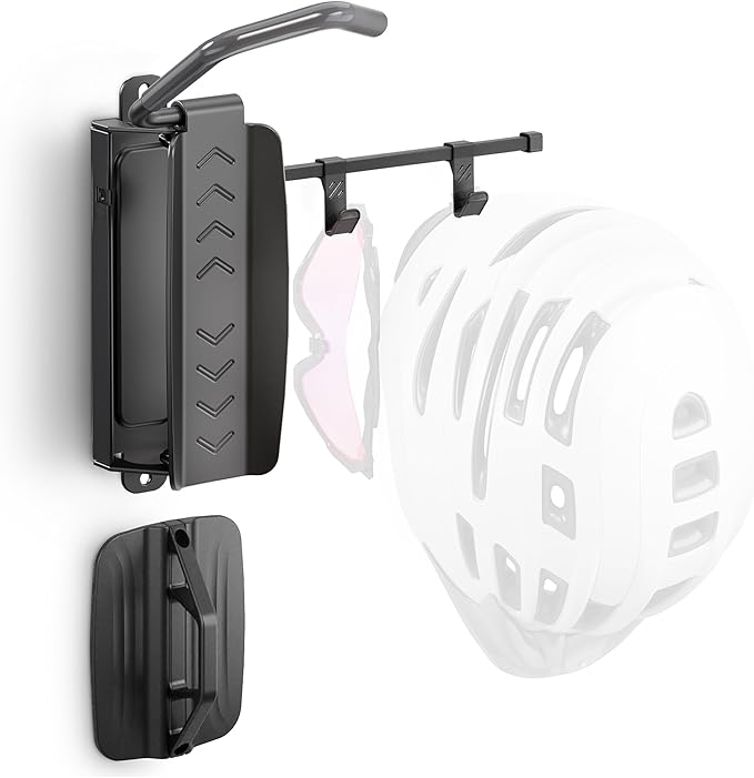 monTEK Swivel Bike Wall Mount, Bike Hangers for Garage, Bike Wall Mount with Two Extra Storage Hooks, Bike Hanger Wall Mount for Space Saving, Bike Rack Garage Holds Up to 77 lbs