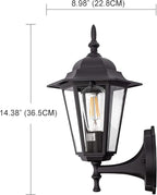 GRUENLICH Outdoor Wall Lantern, Wall Sconce as Porch Lighting Fixture with E26 Medium Base, Aluminum Housing Plus Glass, Water-Proof Rated, Bulb Not Included, Black Finish, 2 Pack