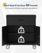 GarveeHome Rolling Tool Cabinet with Drawer | Heavy Duty Metal Garage Storage with Adjustable Shelf & Locks | Rust Resistant Wheels for Warehouse Workshop, Black
