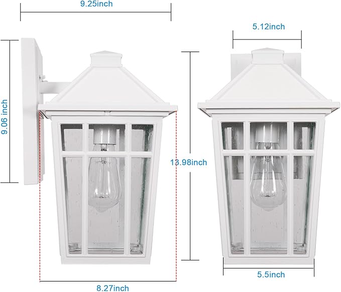 Darkaway Outdoor Sconce Lights Wall Light Fixtures, 14inch Large Porch Light Outdoor Wall Anti-Rust Waterproof Aluminum with Glass Exterior Light Fixture for Patio Yard Doorway Garage (Large, White)