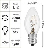 Abeja 25 Pack C7 Christmas Replacement Clear Bulbs C7/E12 Incandescent Light Bulbs for Christmas Tree Lights Set Indoor/Outdoor Party Decor, 5w