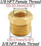 4PCS Brass Reducer Bushing, 3/8" NPT Male to 1/8" NPT Female Thread, Hex Reducing Convert Adapter Pipe Fitting Connector for Water/Oil/Gas