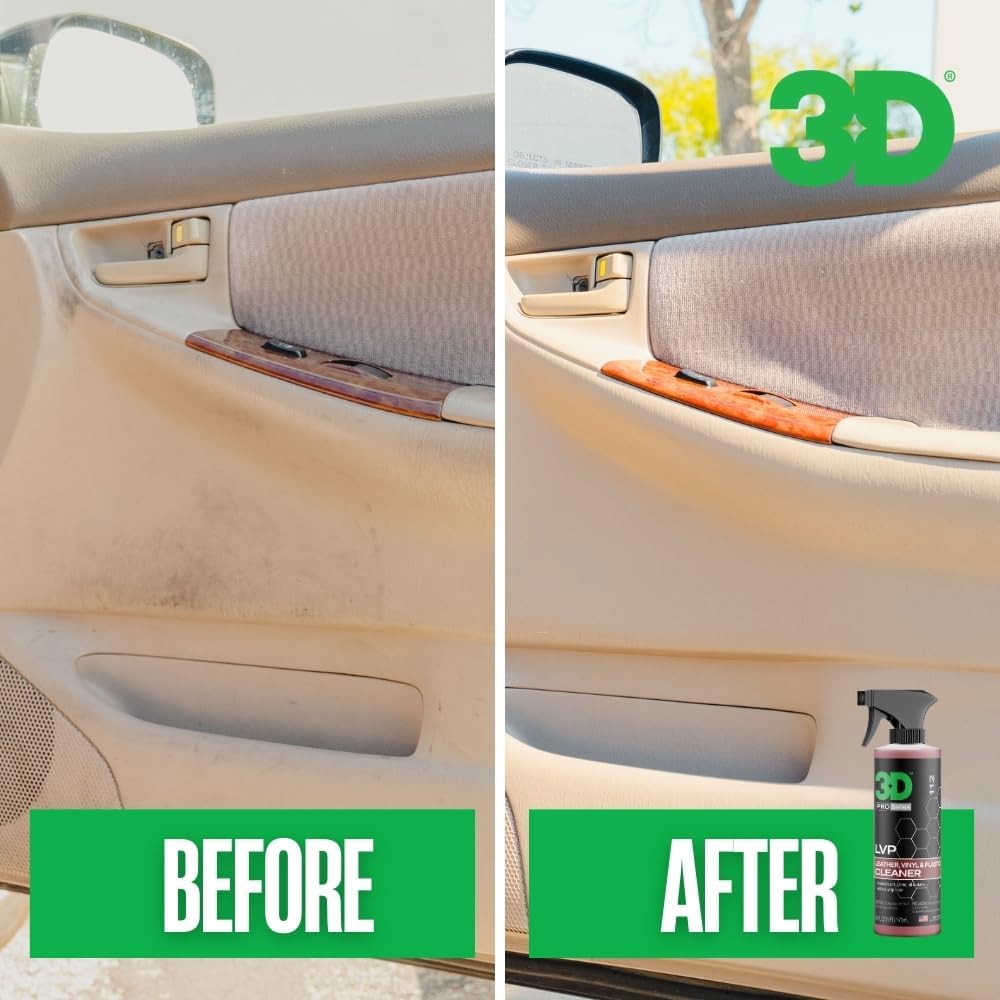 3D LVP Interior Cleaner - Removes Dirt, Grime, Grease, Oil & Stains from Leather, Vinyl & Plastic - Great for Seats, Steering Wheels, Door Panels, Dashboards - Car, Office, Home Use - 1 Gallon