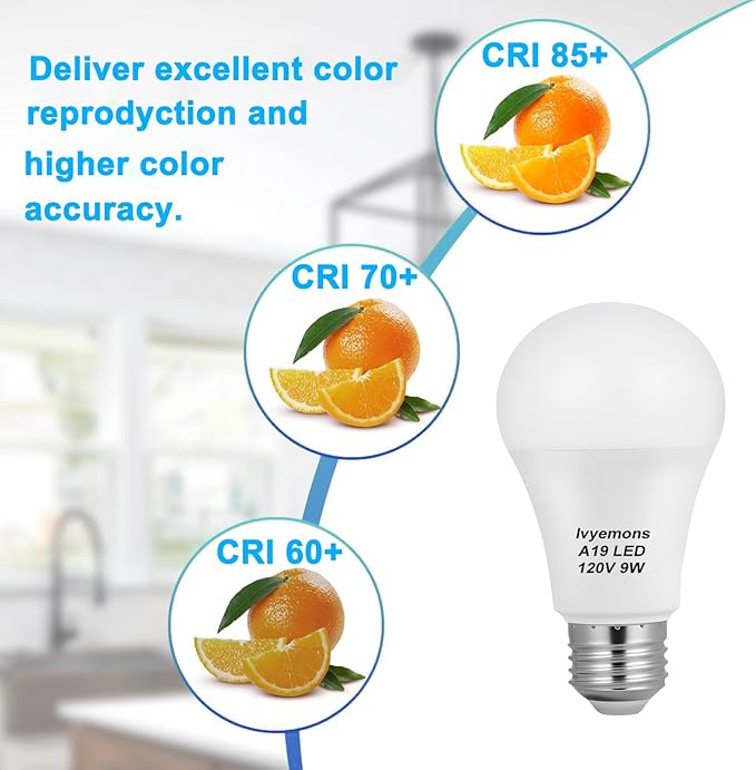 A19 LED Light Bulb 3000K Warm White, 12 Pack high Output A19 LED Bulb Soft White 800LM 120V 9W, Equivalent 60W, No Flicker E26 Base, Non-Dimmable A19 E26 LED Bulb Long Lasting for 25 Years.
